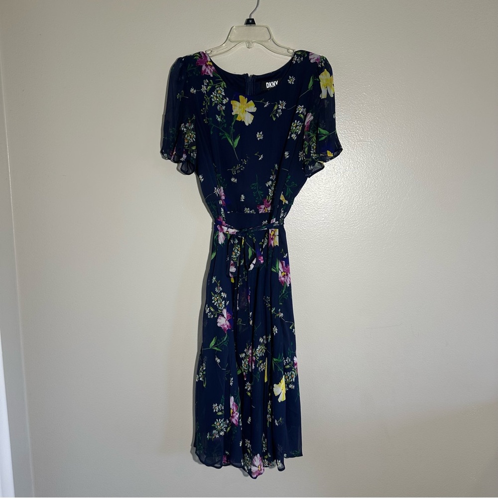 DKNY Navy Floral Midi Dress | Feminine & Flowing
